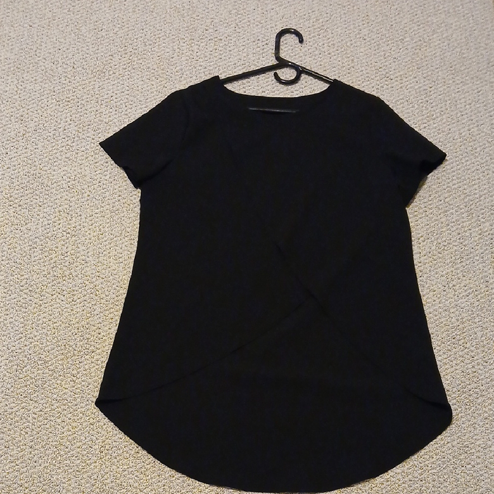 100% Polyester Chic Black Short Sleeve Women's Top Size Xl